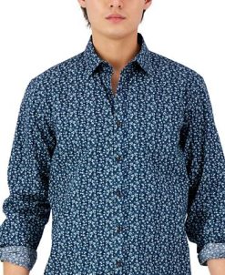 Alfani Men's Long-Sleeve Floral Print Shirt, Created For Macy's -macys shop 22988383 fpx