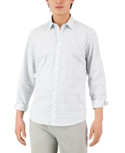 Alfani Men's Long-Sleeve Floral Print Shirt, Created For Macy's -macys shop 22988385 fpx