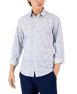 Alfani Men's Long-Sleeve Abstract Floral Print Shirt, Created For Macy's