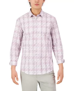 Alfani Men's Long-Sleeve Domina Plaid Yarn-Dyed Shirt, Created For Macy's -macys shop 22988396 fpx