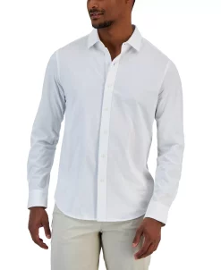Alfani Men's Classic-Fit Heathered Jersey-Knit Button-Down Shirt, Created For Macy's 6 Alfani Men's Classic-Fit Heathered Jersey-Knit Button-Down Shirt, Created For Macy's -macys shop 22999323 fpx