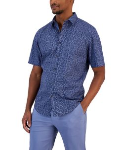 Alfani Men's Honey Classic-Fit Stretch Geo-Print Button-Down Shirt, Created For Macy's