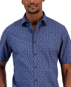 Alfani Men's Honey Classic-Fit Stretch Geo-Print Button-Down Shirt, Created For Macy's 4 Alfani Men's Honey Classic-Fit Stretch Geo-Print Button-Down Shirt, Created For Macy's -macys shop 22999333 fpx