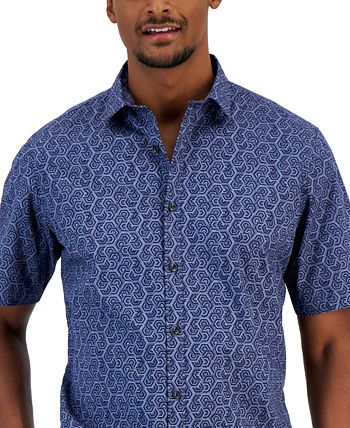 Men's Honey Classic-Fit Stretch Geo-Print Button-Down Shirt, Created For Macy's Alfani Men's Honey Classic-Fit Stretch Geo-Print Button-Down Shirt, Created For Macy's -macys shop