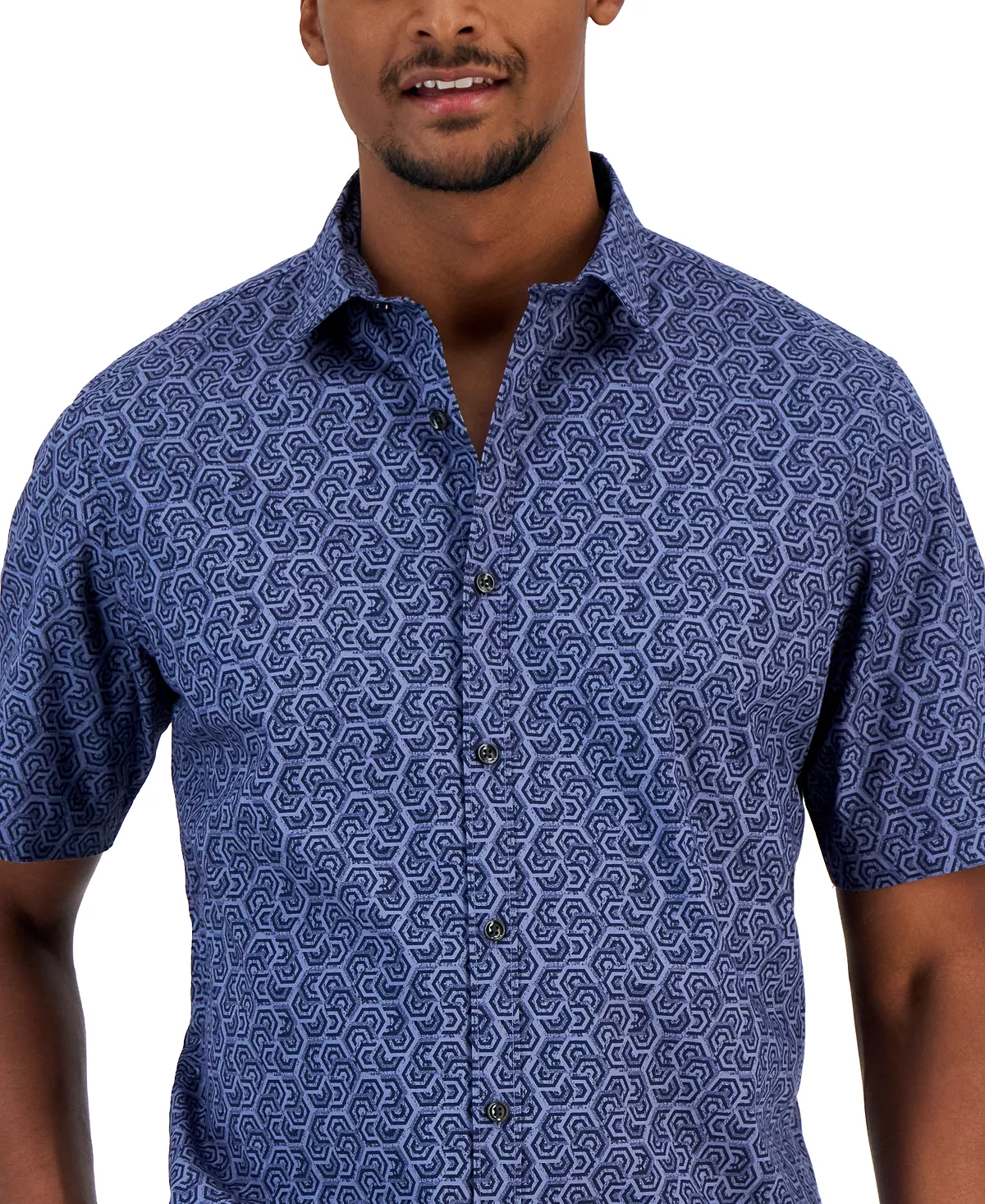 Men's Honey Classic-Fit Stretch Geo-Print Button-Down Shirt, Created For Macy's Alfani Men's Honey Classic-Fit Stretch Geo-Print Button-Down Shirt, Created For Macy's -macys shop