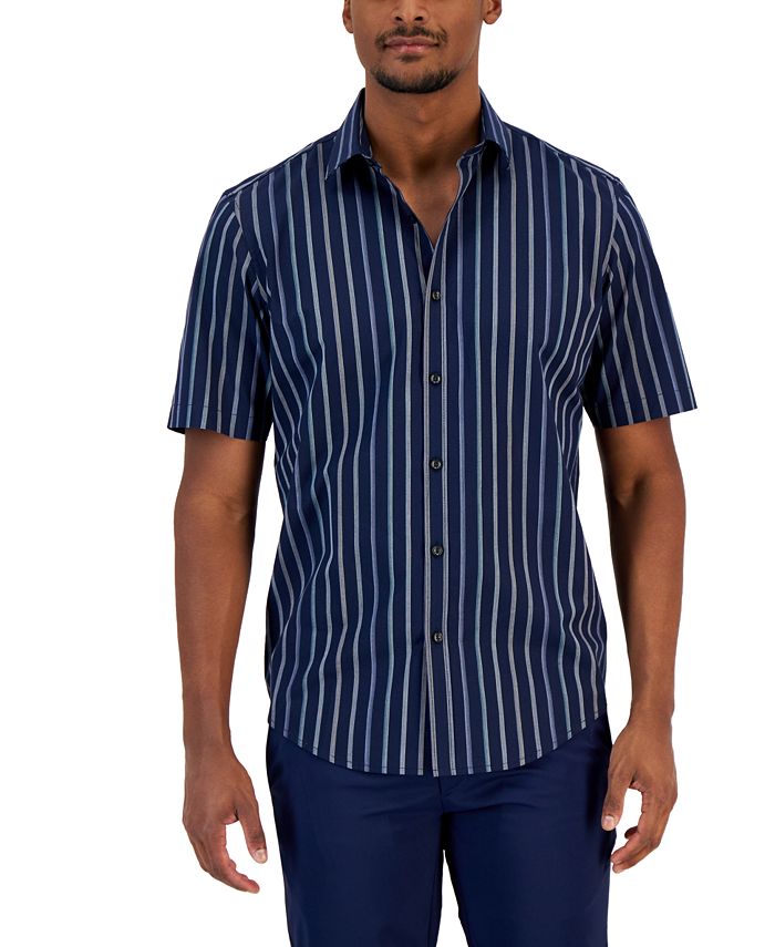 Men's Classic-Fit Stretch Gradient Stripe Button-Down Shirt, Created For Macy's Alfani Men's Classic-Fit Stretch Gradient Stripe Button-Down Shirt, Created For Macy's -macys shop