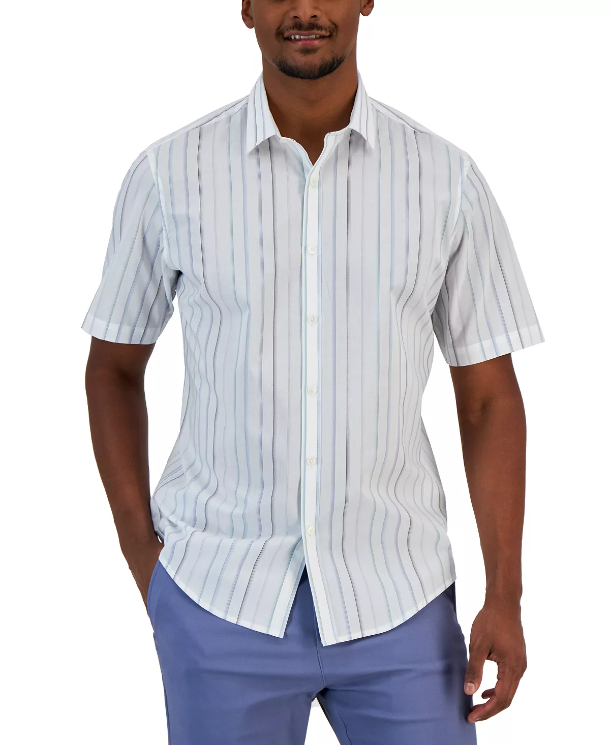 Men's Classic-Fit Stretch Gradient Stripe Button-Down Shirt, Created For Macy's Alfani Men's Classic-Fit Stretch Gradient Stripe Button-Down Shirt, Created For Macy's -macys shop