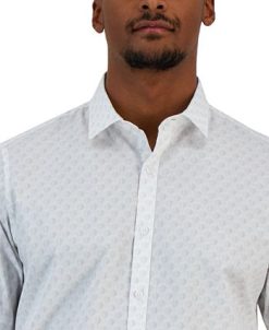 Alfani Men's Above Classic-Fit Stretch Geo-Print Button-Down Shirt, Created For Macy's -macys shop 23011422 fpx