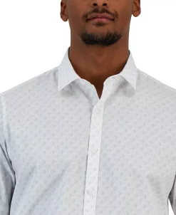Alfani Men's Above Classic-Fit Stretch Geo-Print Button-Down Shirt, Created For Macy's -macys shop 23011422 fpx