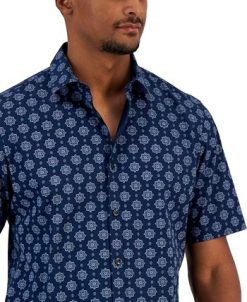 Alfani Men's Manu Classic-Fit Stretch Medallion-Print Button-Down Shirt, Created For Macy's -macys shop 23011498 fpx