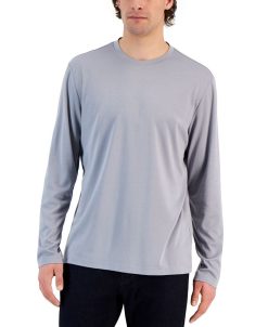 Alfani Tech Long Sleeve Crewneck T-Shirt, Created For Macy's