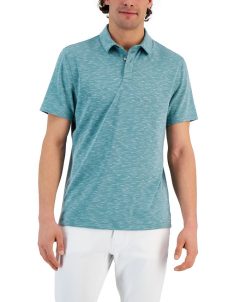 Alfani Tech Short Sleeve Marled Polo Shirt, Created For Macy's