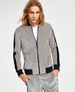 INC International Concepts Men's Classic-Fit Geo-Print Full-Zip Velour Tracksuit Jacket, Created For Macy's
