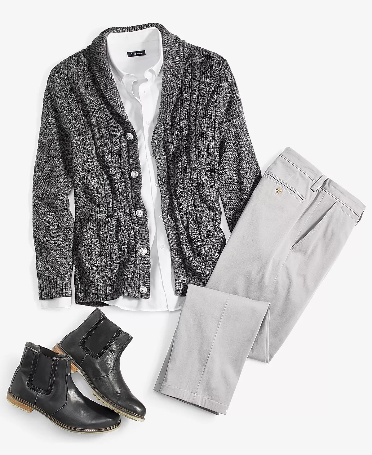 Men's Chunky Shawl Collar Cardigan, Solid Stretch Oxford Button-Down Shirt & Four-Way Stretch Pants, Created For Macy's Club Room Men's Chunky Shawl Collar Cardigan, Solid Stretch Oxford Button-Down Shirt & Four-Way Stretch Pants, Created For Macy's -macys shop