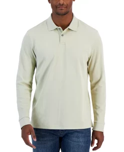Alfani Men's Classic-Fit Solid Long-Sleeve Polo Shirt, Created For Macy's -macys shop 23035277 fpx