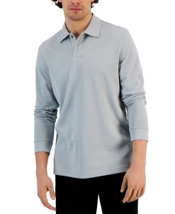 Alfani Men's Classic-Fit Solid Long-Sleeve Polo Shirt, Created For Macy's