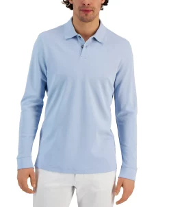 Alfani Men's Classic-Fit Solid Long-Sleeve Polo Shirt, Created For Macy's -macys shop 23035279 fpx