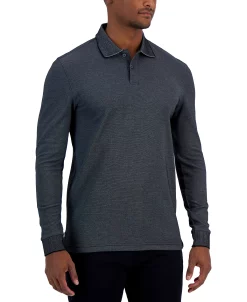 Alfani Men's Classic-Fit Solid Long-Sleeve Polo Shirt, Created For Macy's -macys shop 23035281 fpx