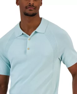 Alfani Men's Ribbed Raglan Sweater-Knit Polo Shirt, Created For Macy's -macys shop 23046293 fpx