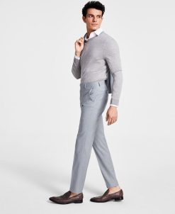 Bar III Men's Skinny-Fit Sharkskin Suit Pants, Created For Macy's