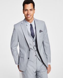 Bar III Men's Slim-Fit Wool Sharkskin Suit Jacket, Created For Macy's