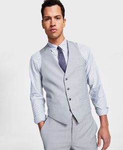 Bar III Men's Slim-Fit Sharkskin Suit Vest, Created For Macy's