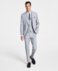 Bar III Men's Wool Slim-Fit Sharkskin Suit Separates, Created For Macy's