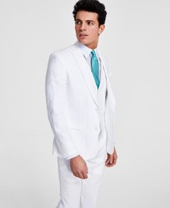 Bar III Men's Slim-Fit Textured Linen Suit Separate Jacket, Created For Macy's