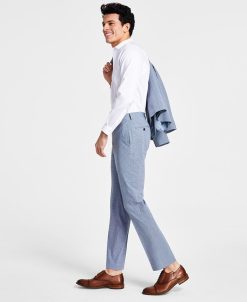 Bar III Men's Slim-Fit Mini Check Suit Pants, Created For Macy's