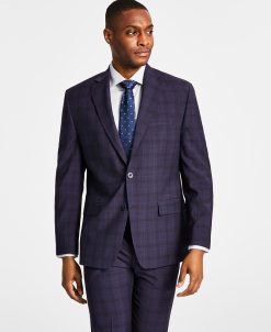 Michael Kors N's Classic Fit Wool-Blend Plaid Suit Jacket