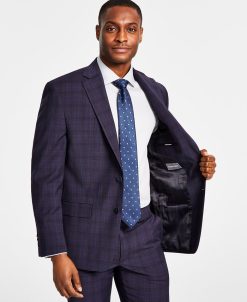 Michael Kors N's Classic Fit Wool-Blend Plaid Suit Jacket -macys shop 23099993 fpx
