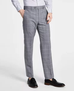 Michael Kors N's Classic Fit Wool-Blend Plaid Suit Pants -macys shop 23100090 fpx