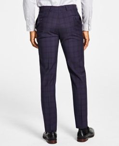 Michael Kors N's Classic Fit Wool-Blend Plaid Suit Pants -macys shop 23100094 fpx
