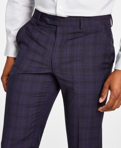 Michael Kors N's Classic Fit Wool-Blend Plaid Suit Pants -macys shop 23100096 fpx