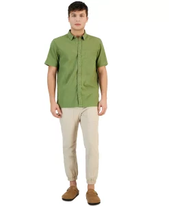 Sun + Stone Men's Blake Chambray Short Sleeve Button-Front Shirt, Created For Macy's -macys shop 23110891 fpx