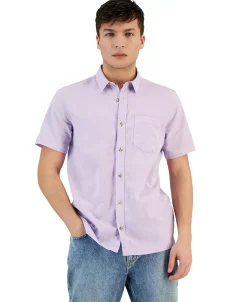 Sun + Stone Men's Blake Chambray Short Sleeve Button-Front Shirt, Created For Macy's -macys shop 23110892 fpx