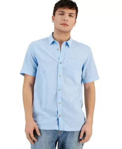 Sun + Stone Men's Blake Chambray Short Sleeve Button-Front Shirt, Created For Macy's -macys shop 23110893 fpx