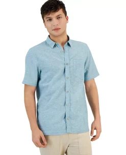 Sun + Stone Men's Blake Chambray Short Sleeve Button-Front Shirt, Created For Macy's -macys shop 23110896 fpx