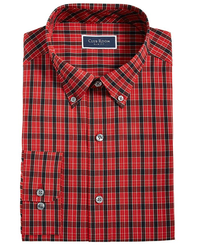 Men's Plaid Dress Shirt, Created For Macy's Club Room Men's Plaid Dress Shirt, Created For Macy's -macys shop