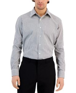 Club Room Men's Regular Fit Check Dress Shirt, Created For Macy's