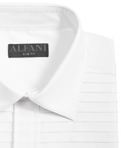Alfani Men's Slim Fit Horizontal Pleated Panel Formal Shirt, Created For Macy's -macys shop 23155976 fpx