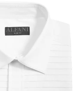 Alfani Men's Slim Fit Horizontal Pleated Panel Formal Shirt, Created For Macy's -macys shop 23155976 fpx