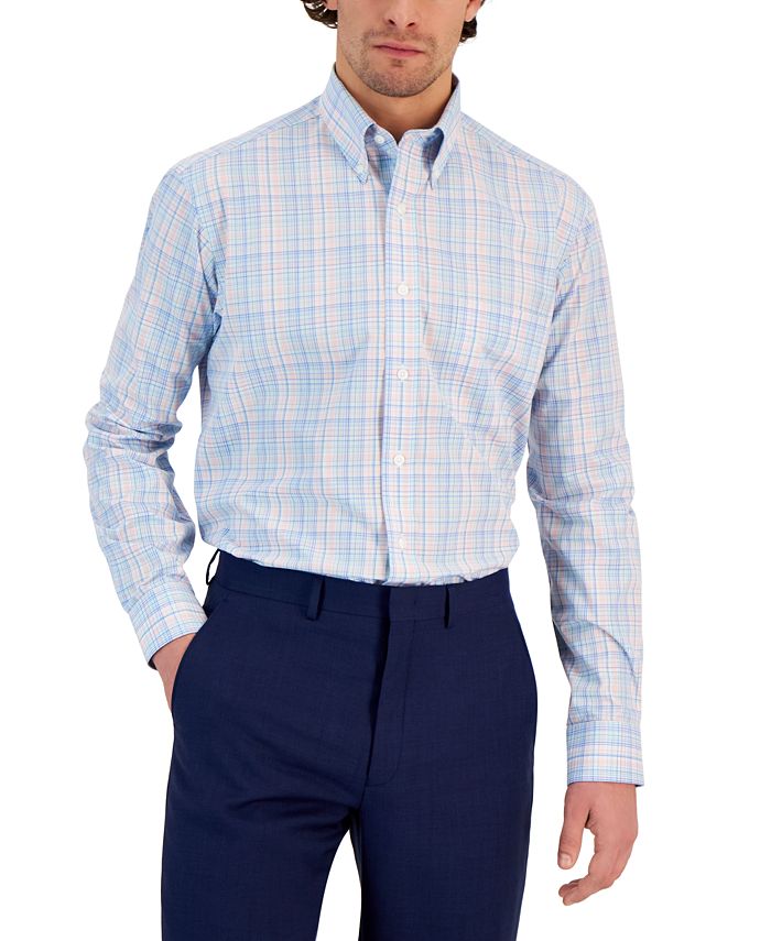 Men's Regular Fit Cotton Peter Plaid Dress Shirt, Created For Macy's Club Room Men's Regular Fit Cotton Peter Plaid Dress Shirt, Created For Macy's -macys shop