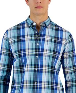 Club Room Arthur Classic-Fit Plaid Button-Down Poplin Shirt, Created For Macy's 4 Club Room Arthur Classic-Fit Plaid Button-Down Poplin Shirt, Created For Macy's -macys shop 23204811 fpx
