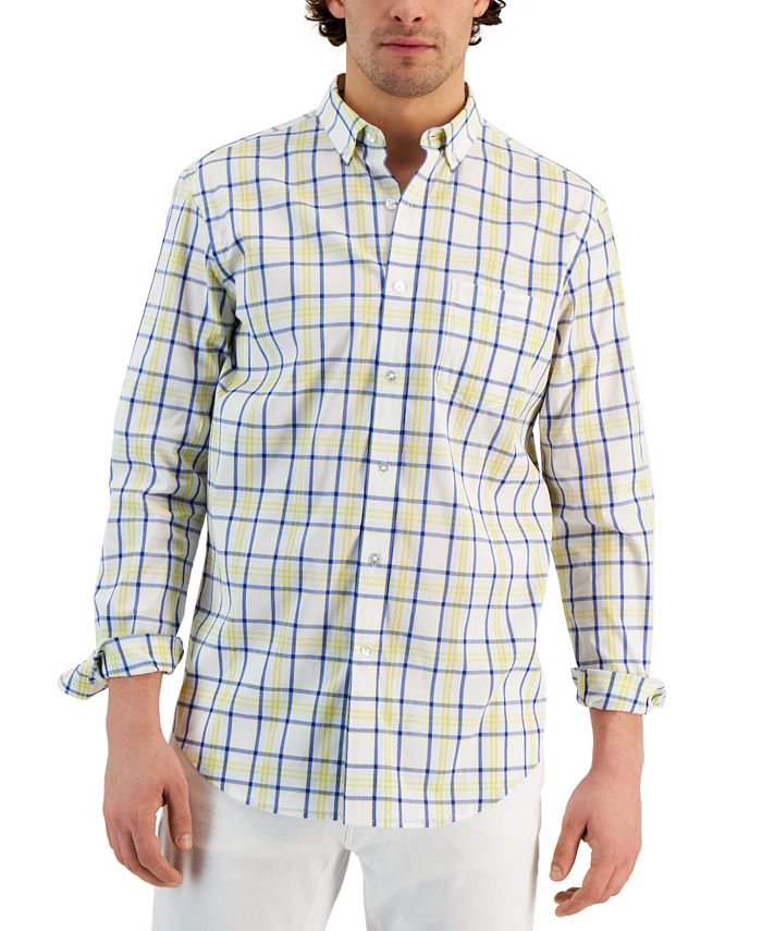 Men's Valle Classic-Fit Plaid Button-Down Poplin Shirt, Created For Macy's Club Room Men's Valle Classic-Fit Plaid Button-Down Poplin Shirt, Created For Macy's -macys shop