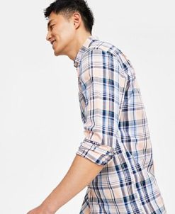 Club Room Men's Plaid Long-Sleeve Button-Up Shirt, Created For Macy's -macys shop 23204853 fpx