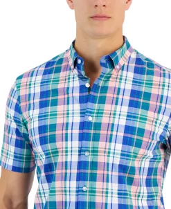 Club Room Rown Classic-Fit Plaid Button-Down Poplin Shirt, Created For Macy's -macys shop 23204864 fpx