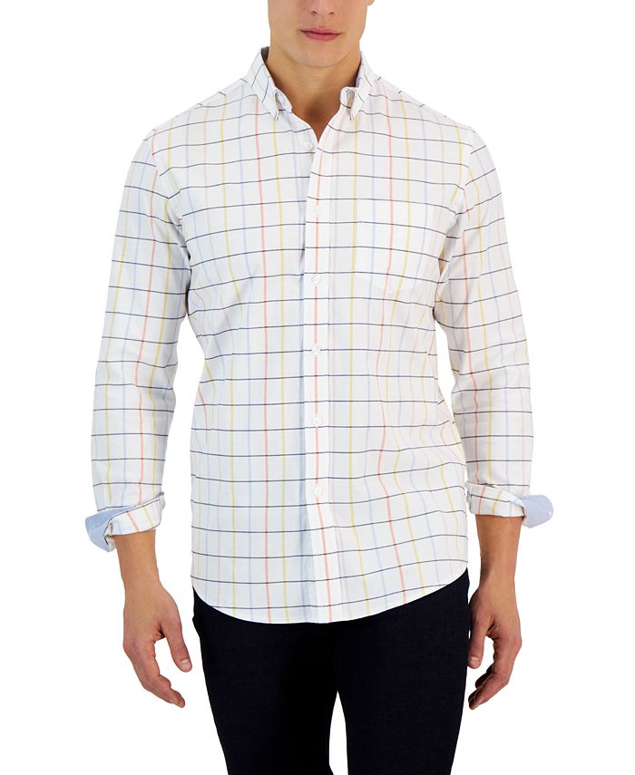 Timon Long Sleeve Multicolor Windowpane Oxford Shirt, Created For Macy's Club Room Timon Long Sleeve Multicolor Windowpane Oxford Shirt, Created For Macy's -macys shop