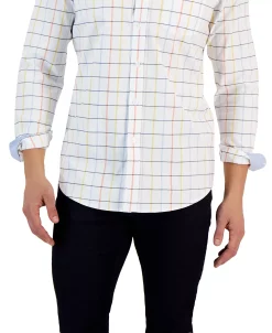 Club Room Timon Long Sleeve Multicolor Windowpane Oxford Shirt, Created For Macy's 5 Club Room Timon Long Sleeve Multicolor Windowpane Oxford Shirt, Created For Macy's -macys shop 23205428 fpx
