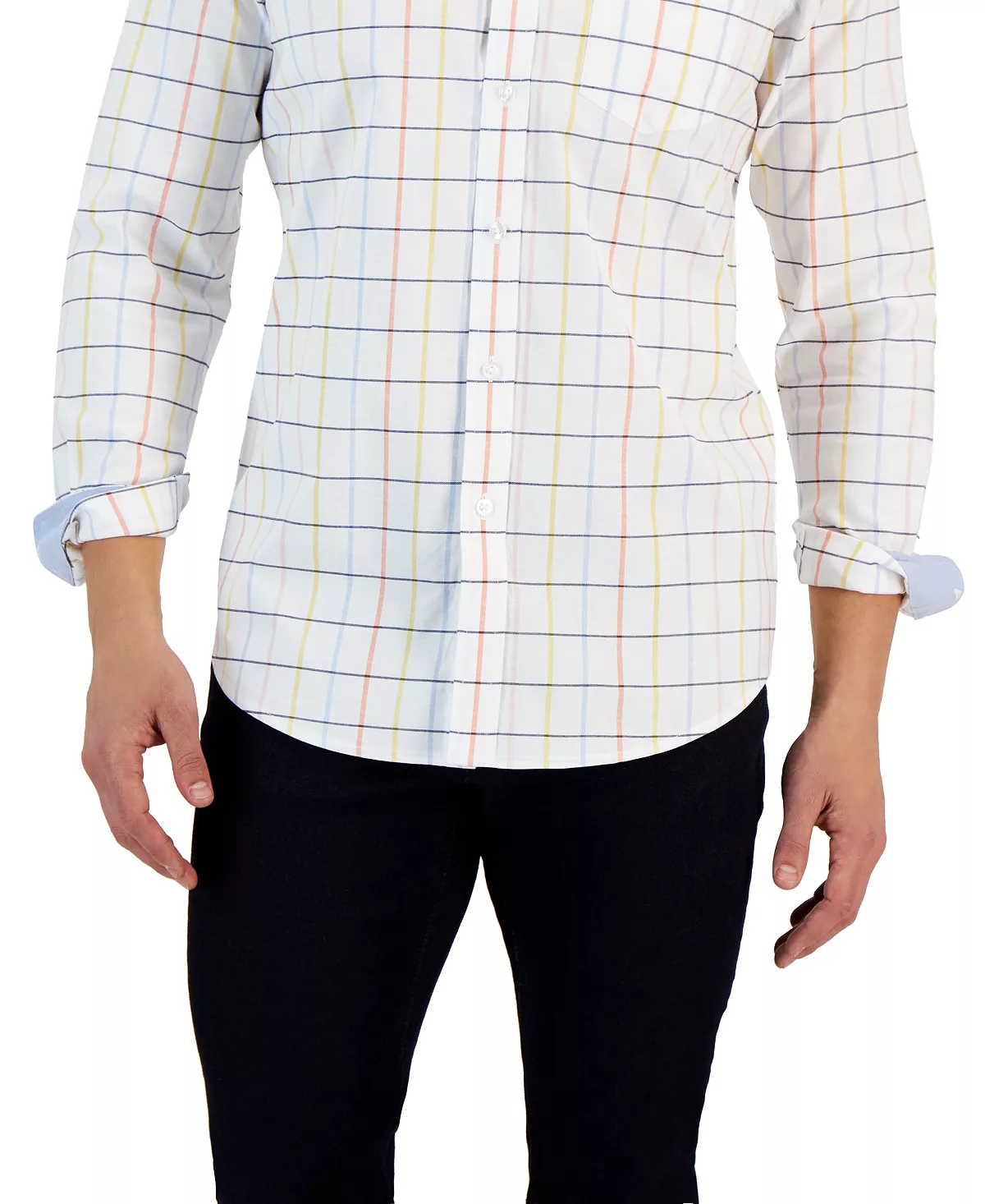Timon Long Sleeve Multicolor Windowpane Oxford Shirt, Created For Macy's Club Room Timon Long Sleeve Multicolor Windowpane Oxford Shirt, Created For Macy's -macys shop